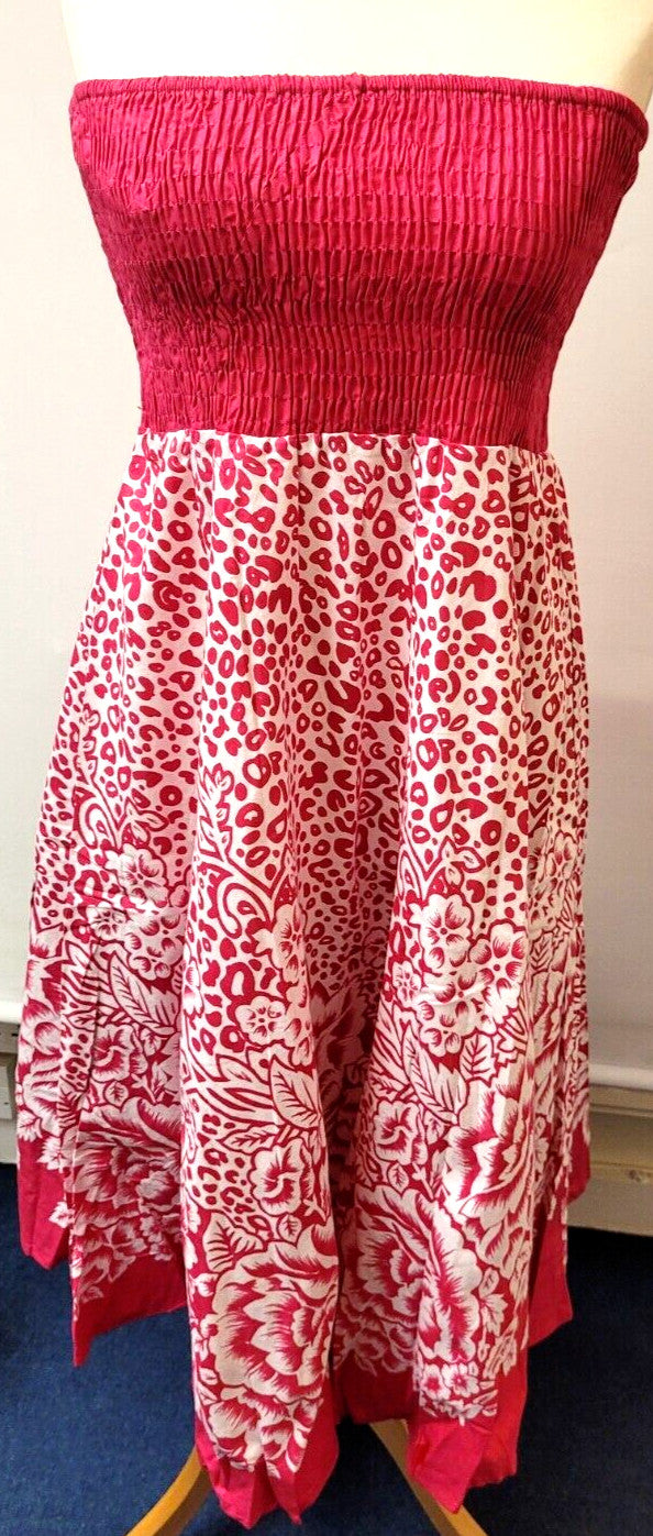 Pistachio 2 in 1 Dress and Skirt UK-Small Red/White 100% Cotton New with Tags