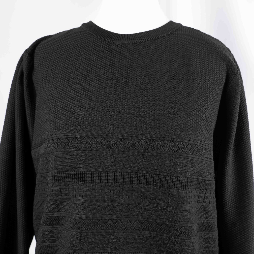 Unbranded black textured knit jumper with relaxed fit and no visible flaws.