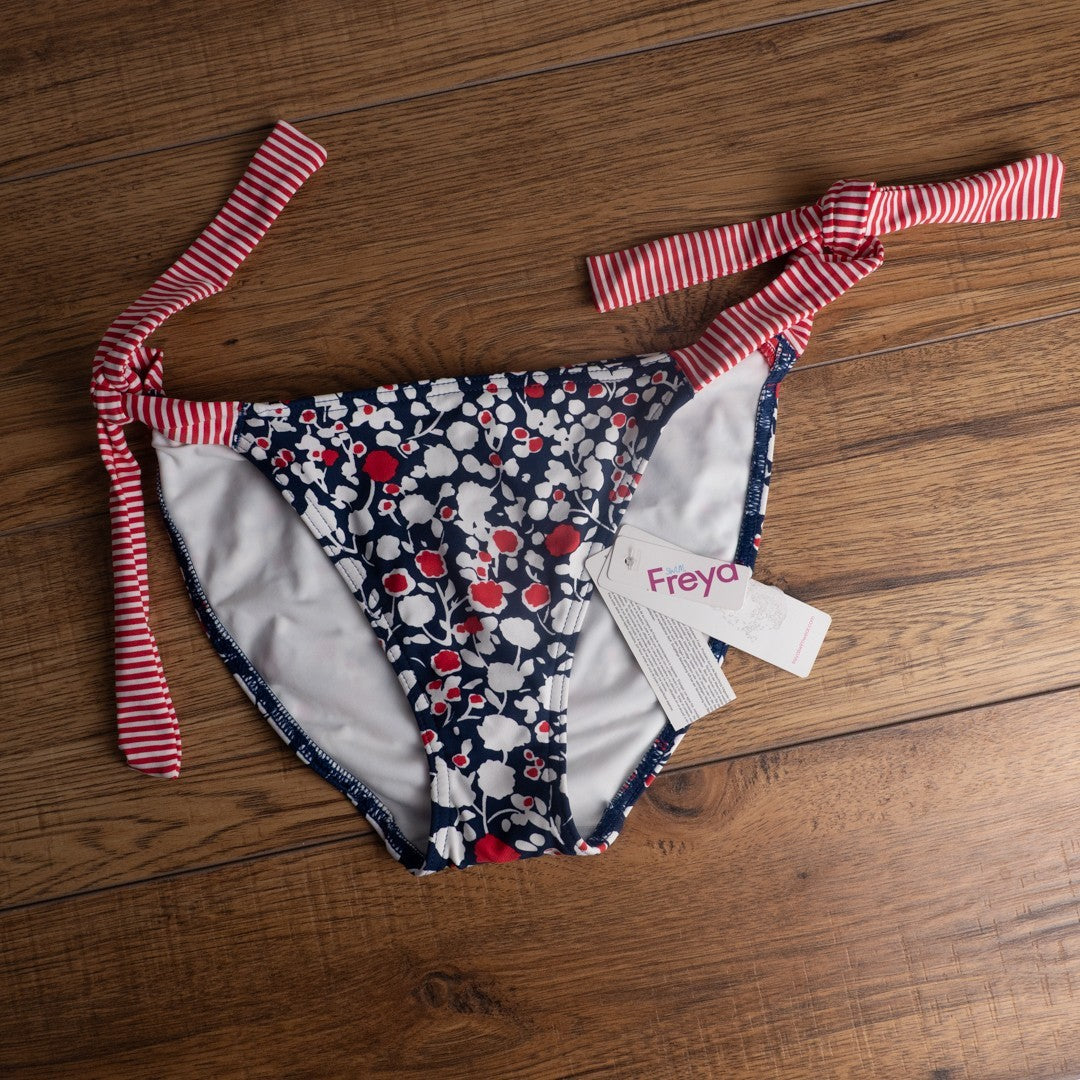 Freya Bikini Bottoms UK Small Red Multi Tie Sides Swing AS3425 New+Tags