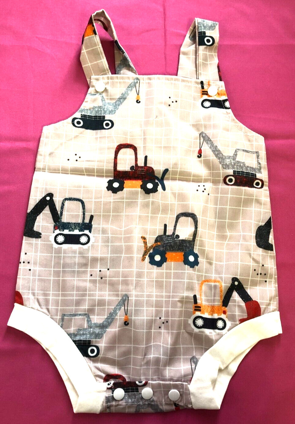 Baby Boy Romper 3-6 months Tractors and Diggers Bib and Brace Cotton Rich BNWT