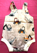 Baby Boy Romper 3-6 months Tractors and Diggers Bib and Brace Cotton Rich BNWT
