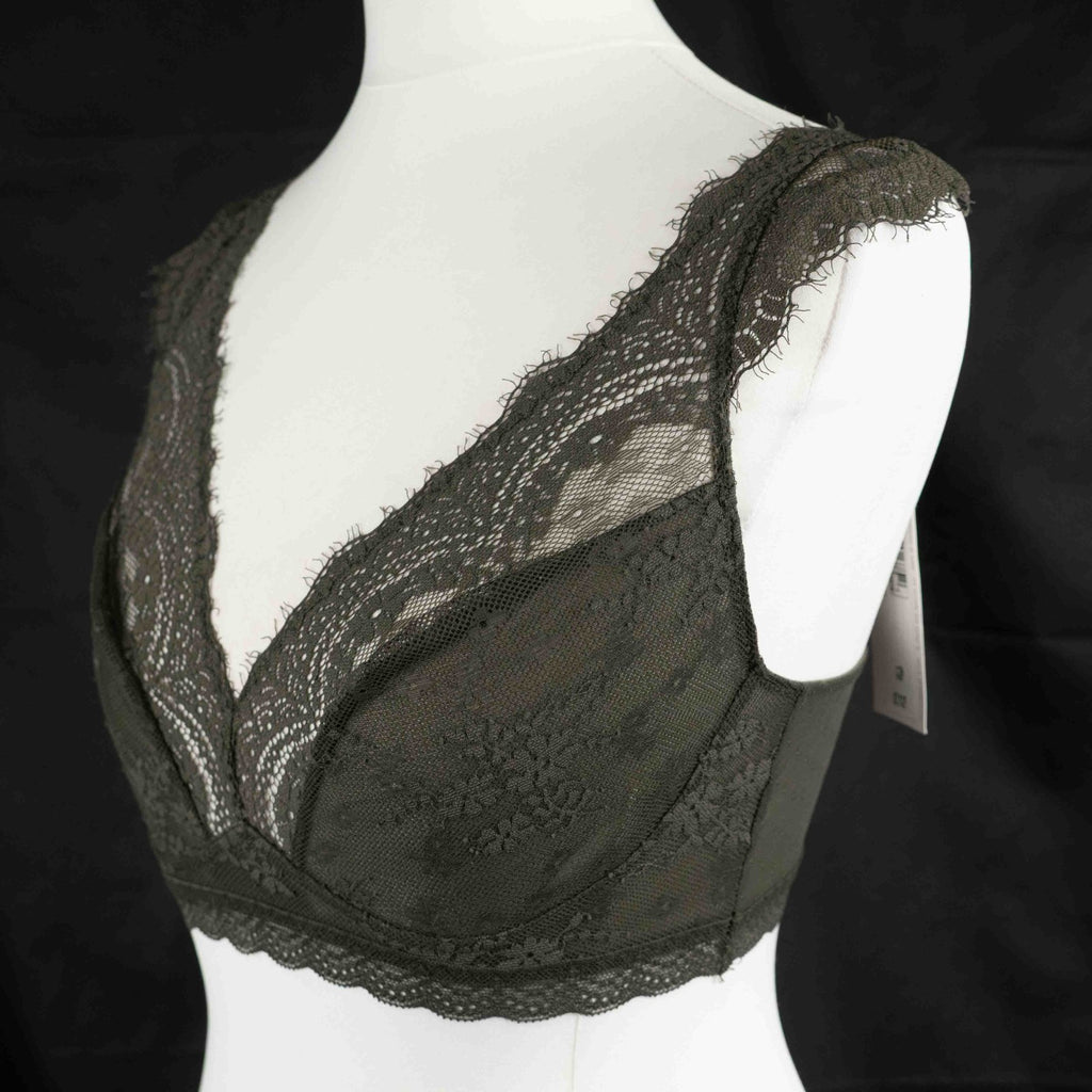 M&amp;S Size 10 Khaki Eyelash Lace Bralette New With Tag RRP £12
