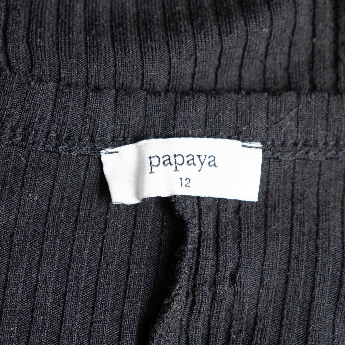 Papaya black midi dress sleeveless ribbed knit with three-button front detail