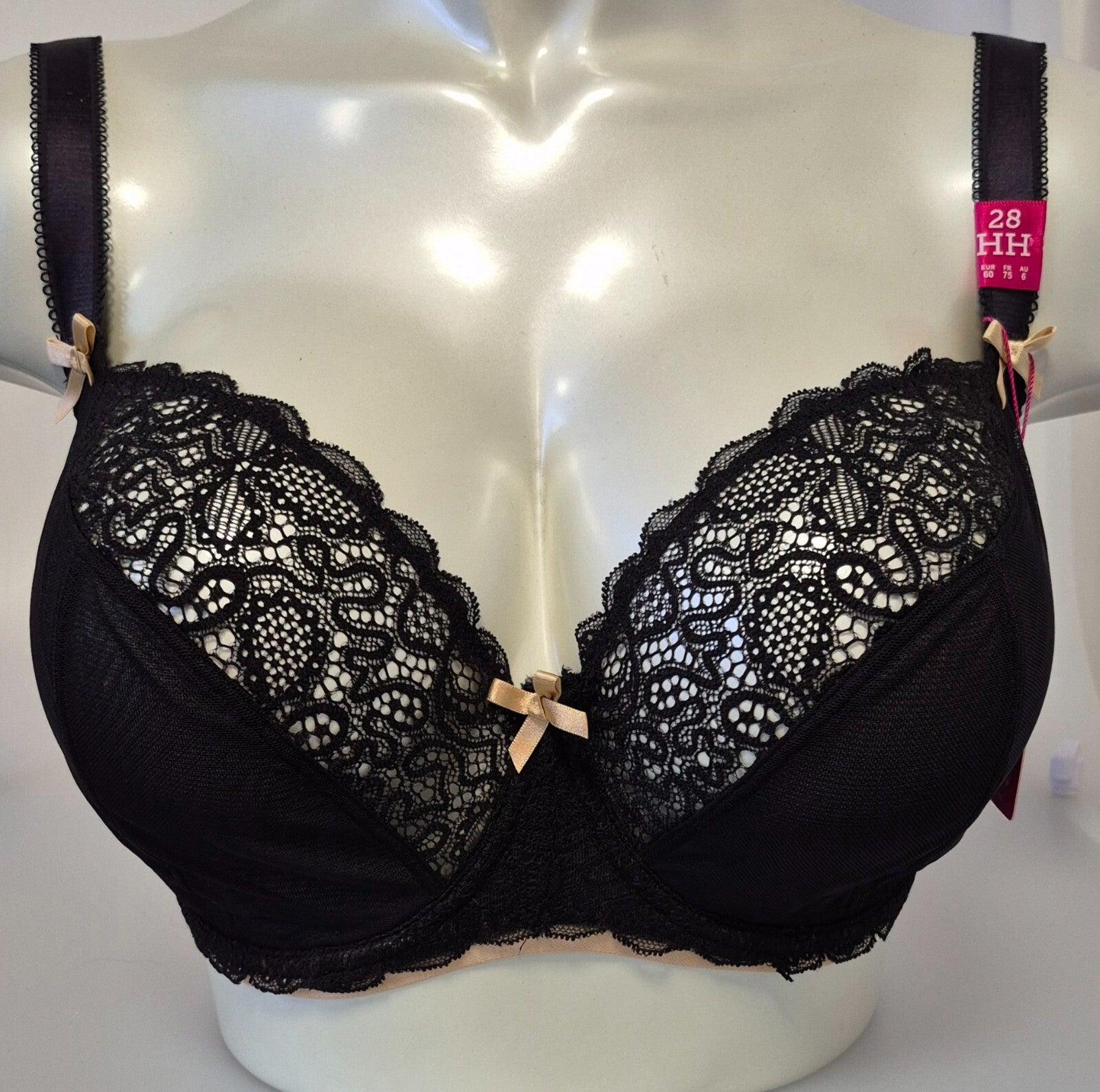 Curvy Kate 'Ellace' Bra 28HH Black &amp; Champaigne BNWT