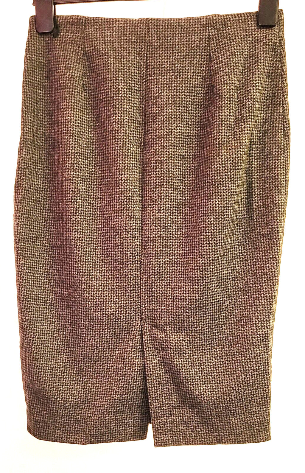 UNIQLO Pencil Skirt UK-Small Grey Check Knee Length Zip Fastening Pre-Owned