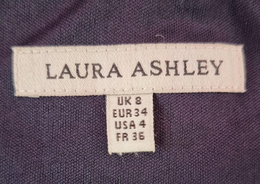 LAURA ASHLEY Dress UK8 Black/White Spot Fit &amp; Flare Knee Length Pre-Owned