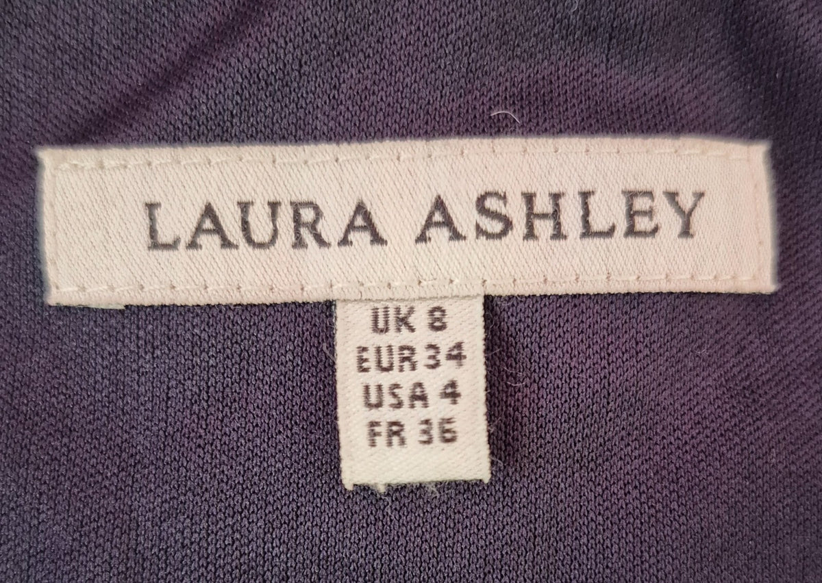 LAURA ASHLEY Dress UK8 Black/White Spot Fit &amp; Flare Knee Length Pre-Owned