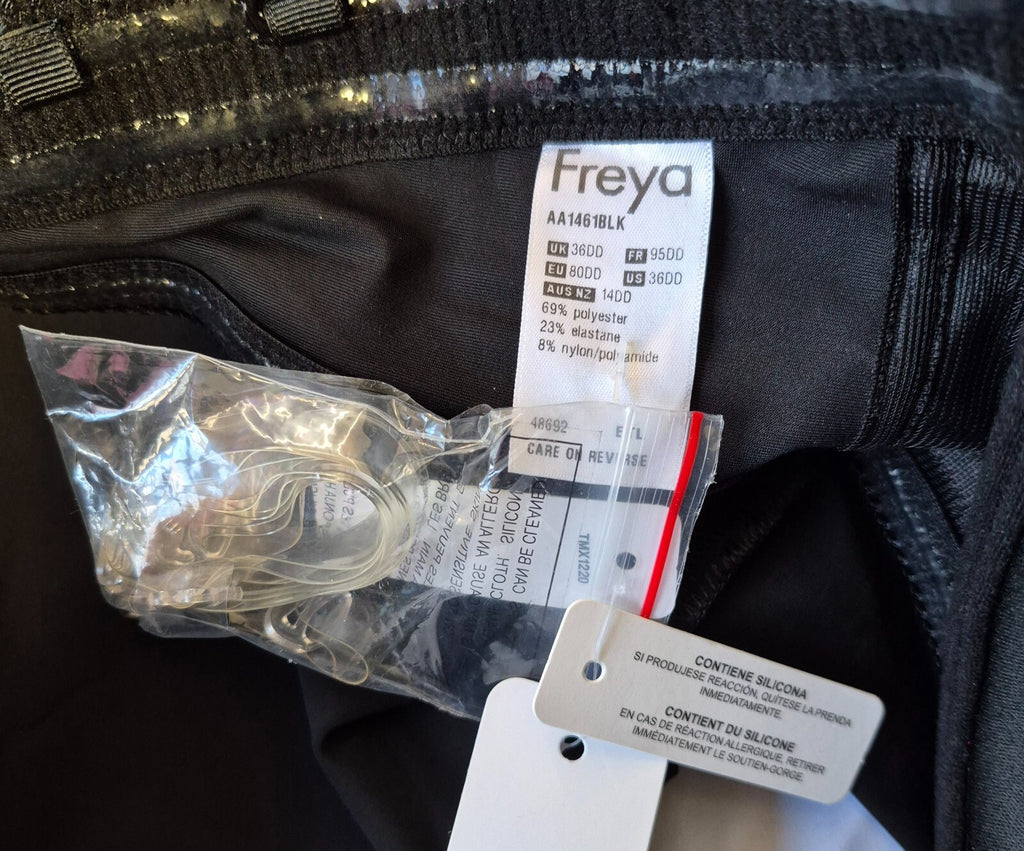 Freya Shapewear &amp; Thong 36DD/L Black/Grey Floral NWT