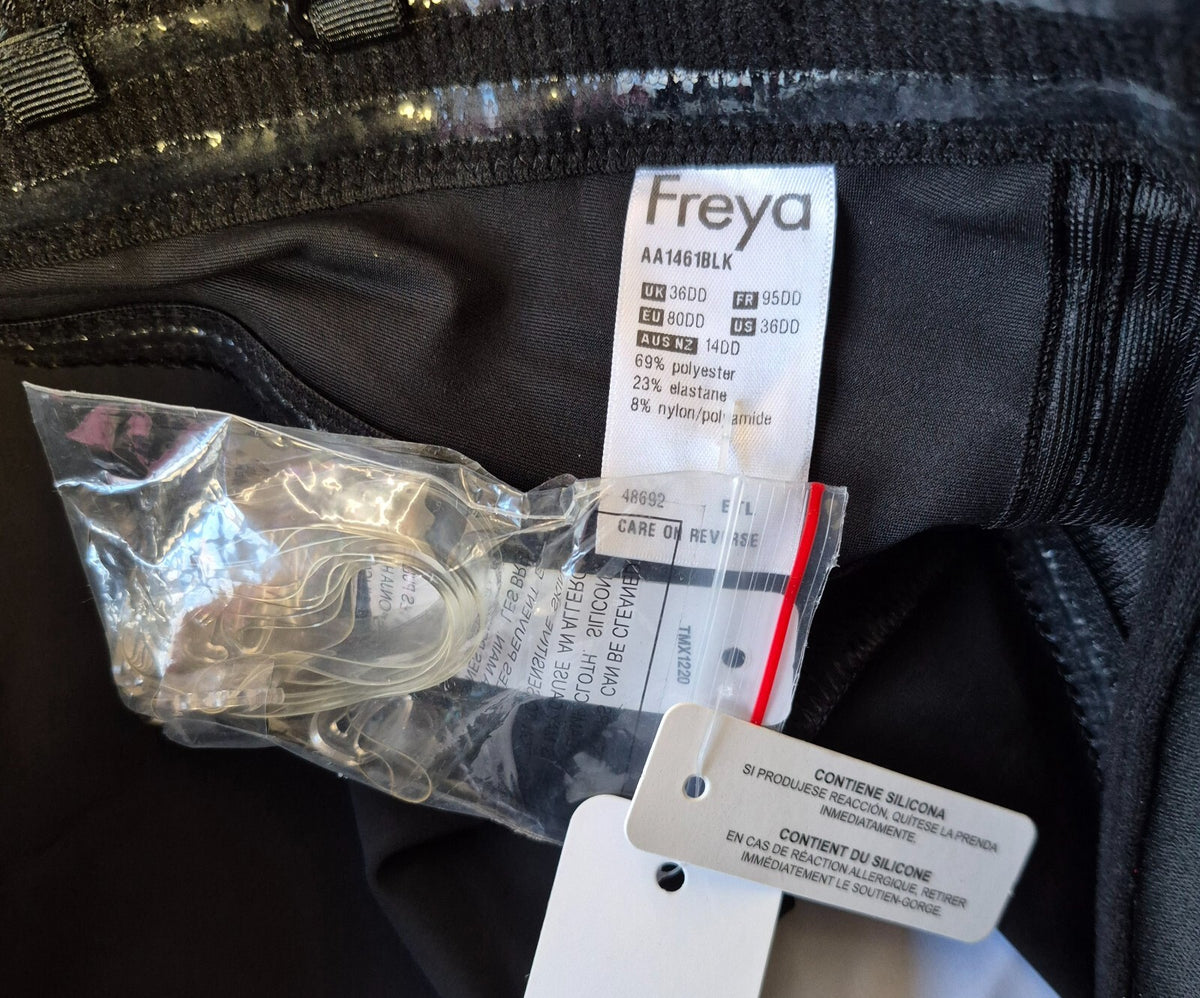 Freya Shapewear &amp; Thong 36DD/L Black/Grey Floral NWT
