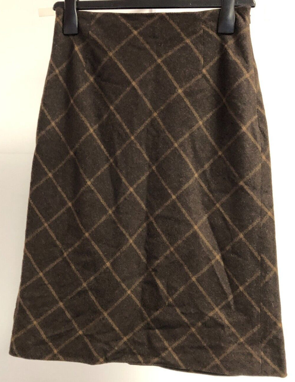 Hobbs Skirt UK10 Brown Check Knee Length Wool Mix by Marilyn Anselm  Pre-Owned