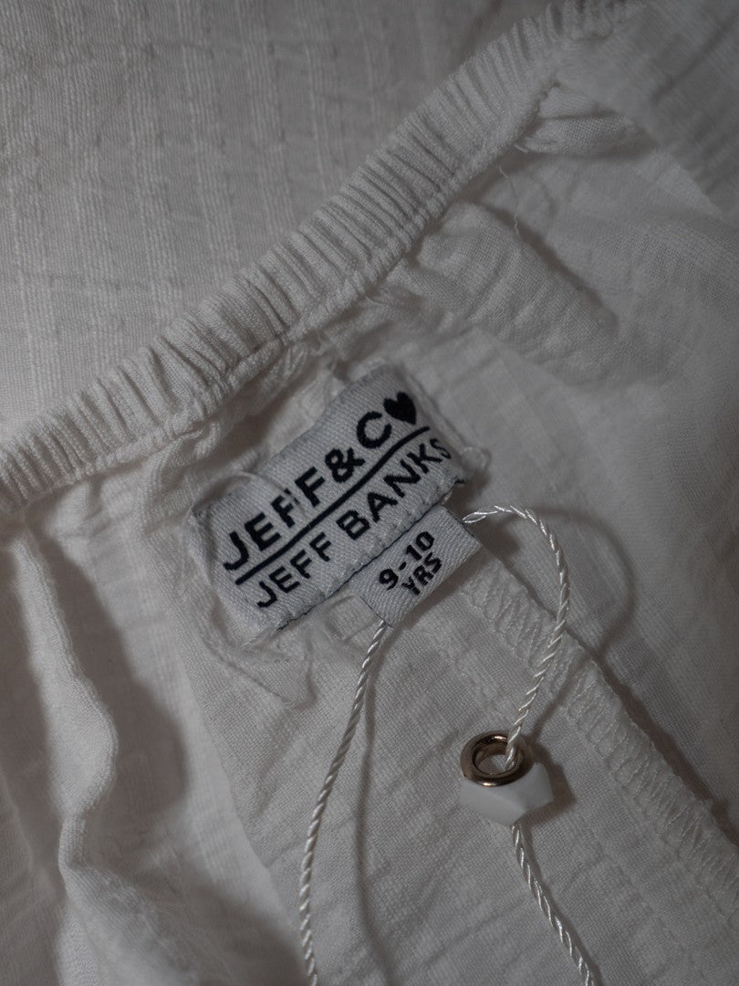 Jeff &amp; Co by Jeff Banks White Short Sleeve Dress 9-10 Years Pre-Owned