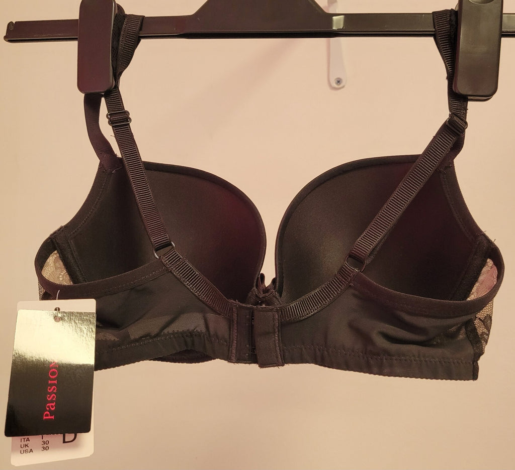 Passionata Bra 30D Black/Nude Padded Plunge Underwired BNWT