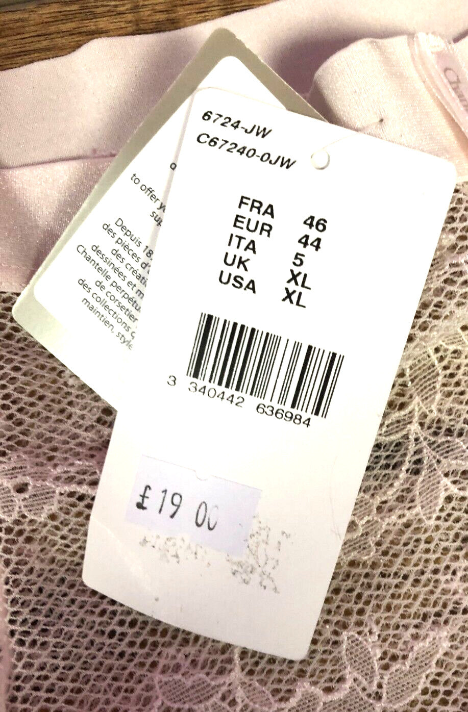 Chantelle Knickers XL Light Pink Lace Hipsters 6724 New with Tags