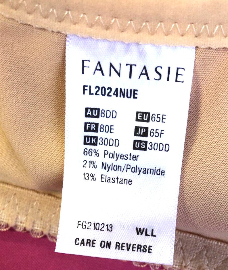 Fantasie Bra 30DD Beige Full Cup Moulded Underwired Spacer Rebecca 2024 BNWT