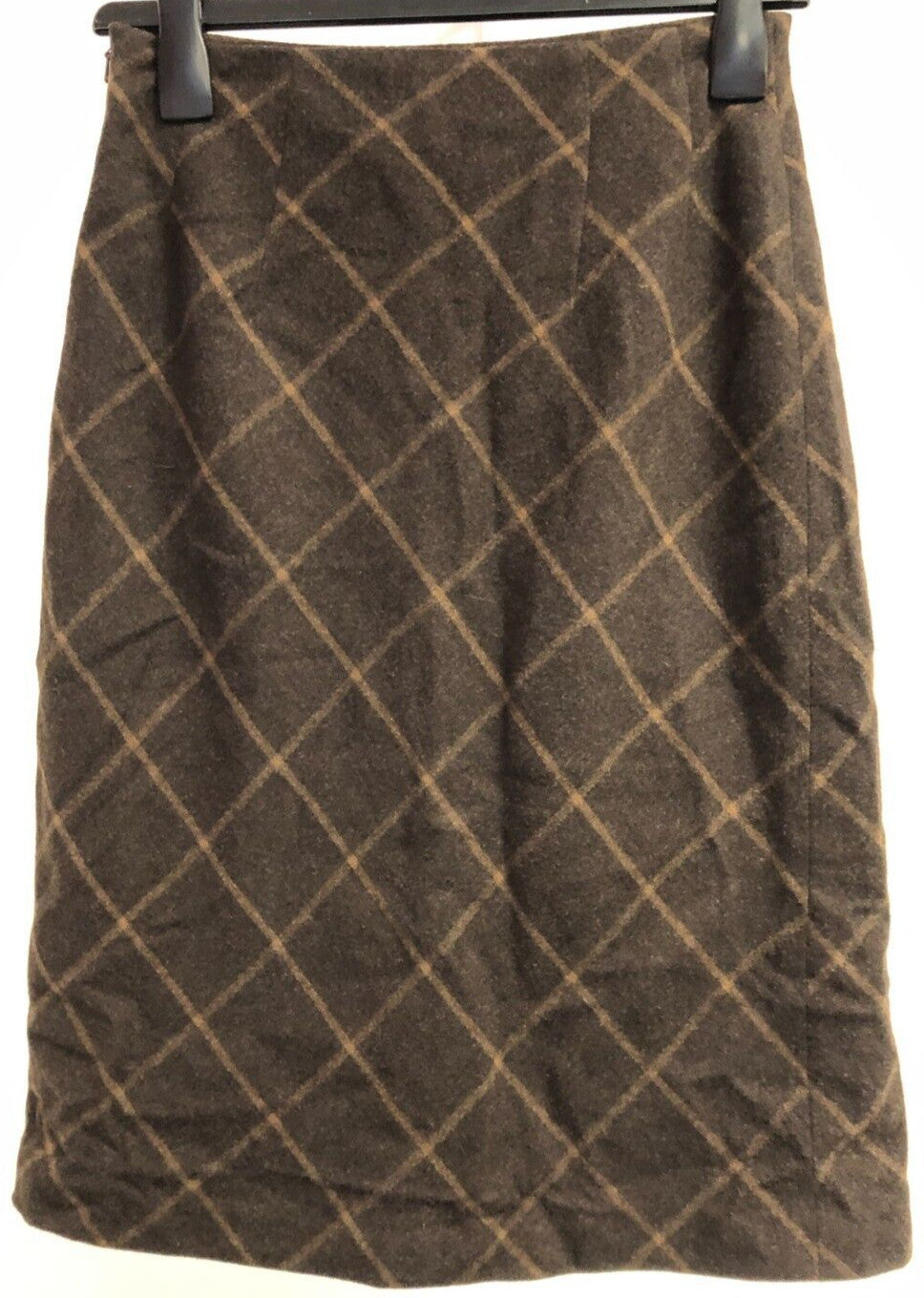 Hobbs Skirt UK10 Brown Check Knee Length Wool Mix by Marilyn Anselm  Pre-Owned