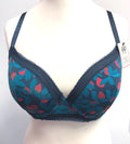 Pretty Polly Bra 36D Navy/Red Tropics Print Plunge Underwired Padded BNWT