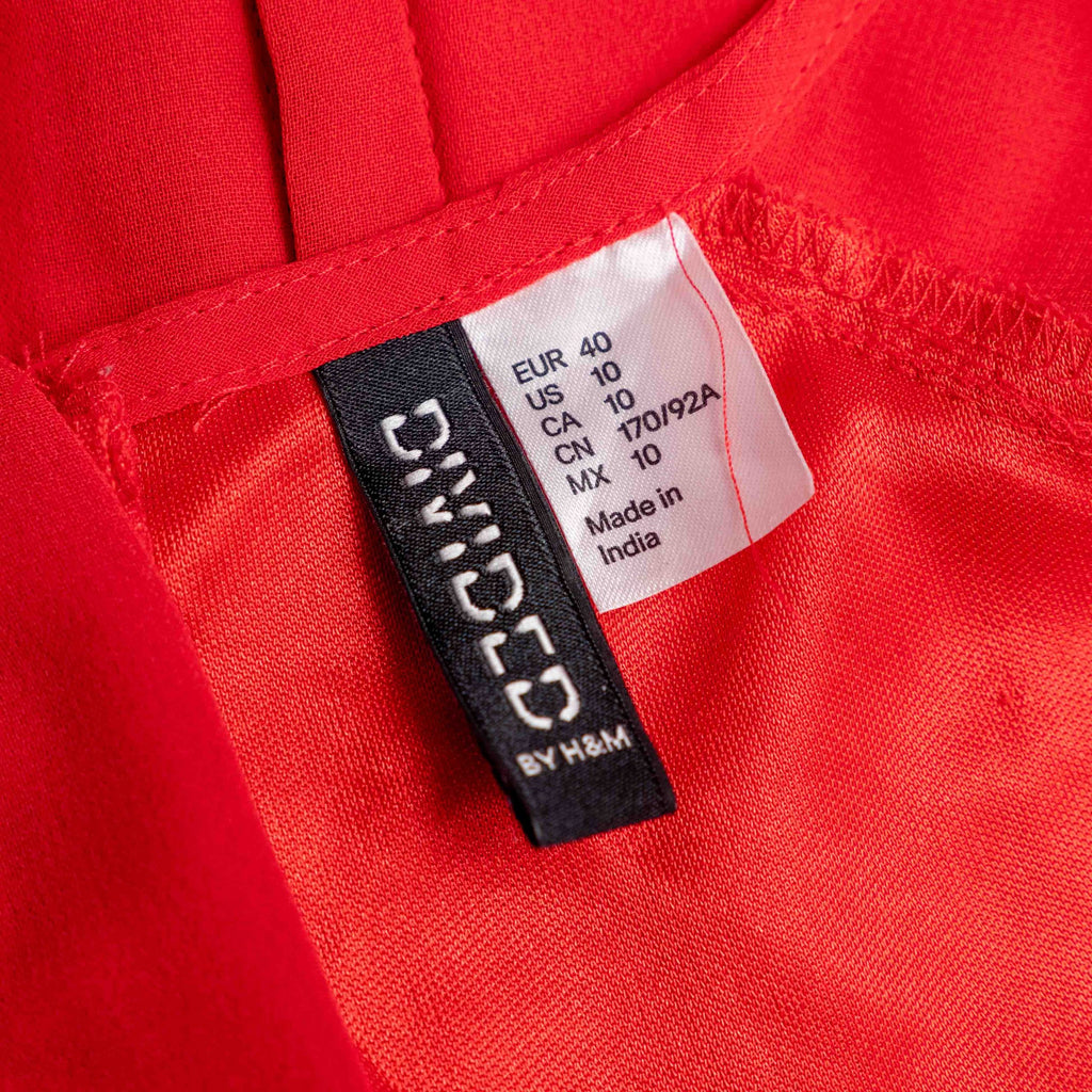 Divided by H&M red halterneck maxi dress with back zipper and flared skirt.