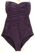 Anita Rosa Faia purple swimsuit fully ruched front, moulded bra, high back, new with tags.
