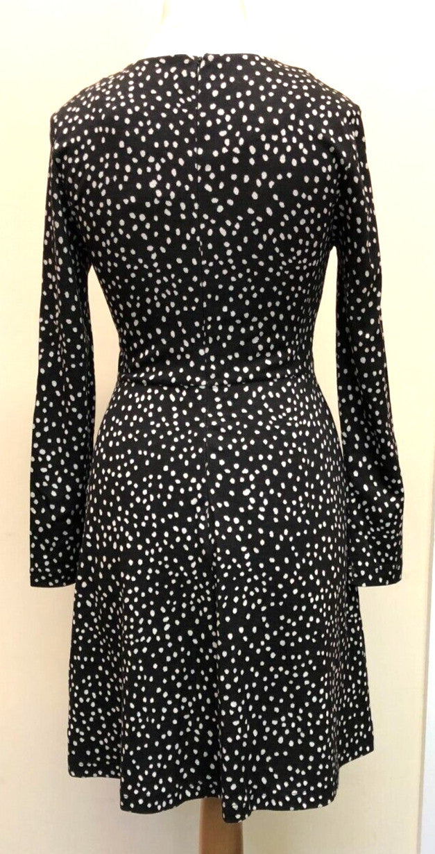M&amp;S Dress UK8 Black Mix Fit and Flare Regular Length New with Tags