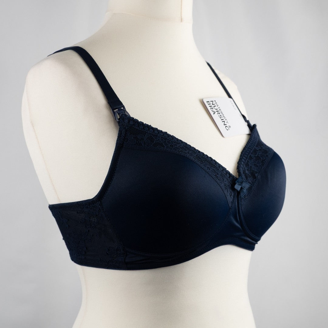 M&amp;S Maternity Nursing Bra 34C Navy Drop Down Cups Non-Wired New with Tags