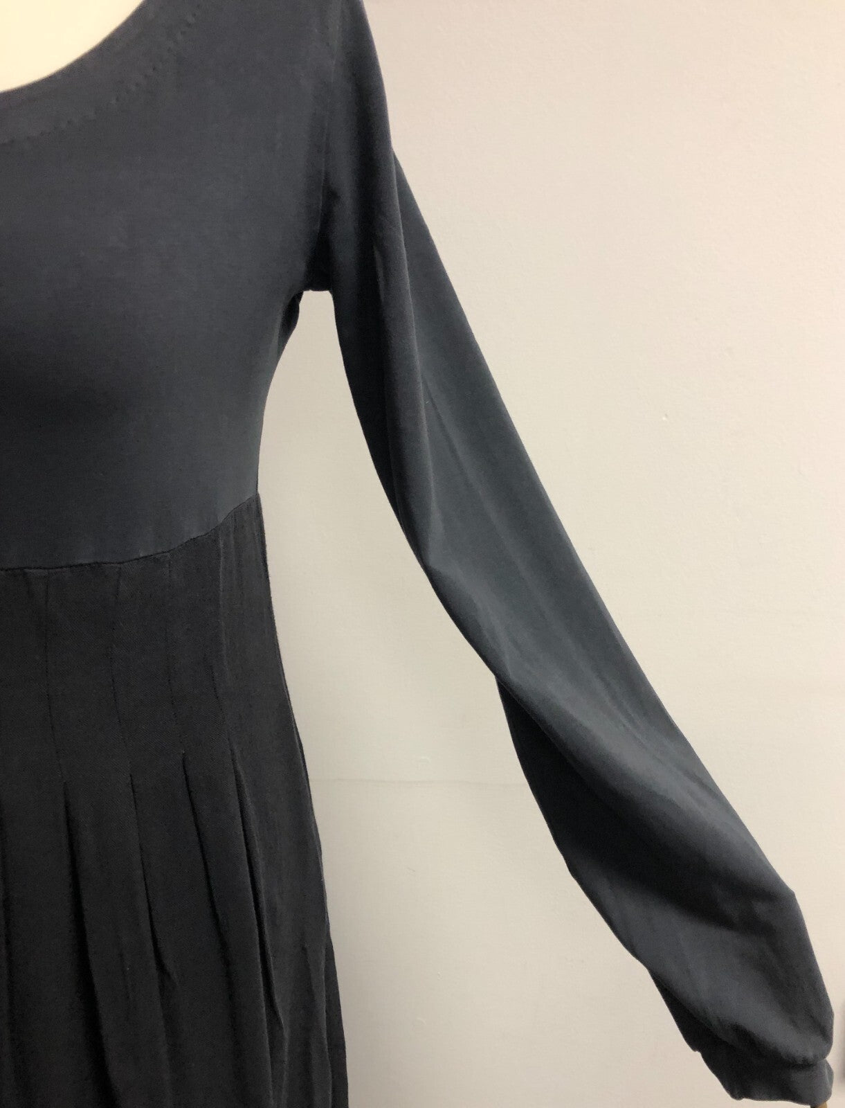 European Culture Royal Dye Dress UK-Medium Grey Fit &amp; Flare Scoop Neck Pre-Owned