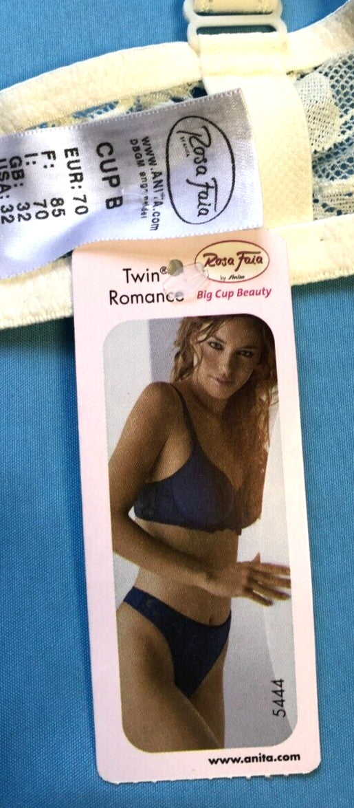 Rosa Faia Bra 32B Champagne Full Cup Underwired Non Padded Twin Romance BNWT