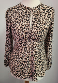 George Top UK10 Leopard Print Keyhole Round Neck Long Sleeve BNWT