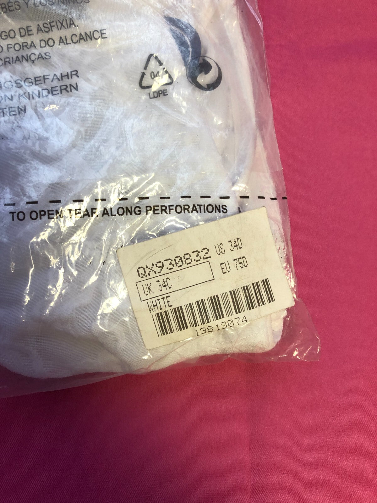Bra 34C White Non-Wired Non Padded Soft Cup Comfort Straps QX930 by Lunaire BNWT