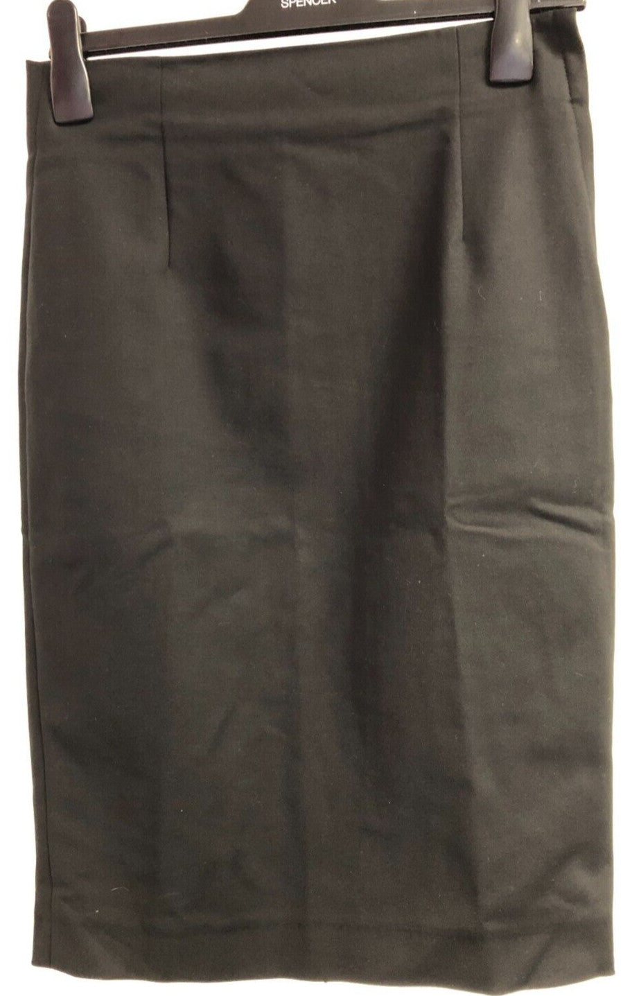 Zara Pencil Skirt UK-Medium Black Knee Length Side Zip Black Slit  Pre-Owned