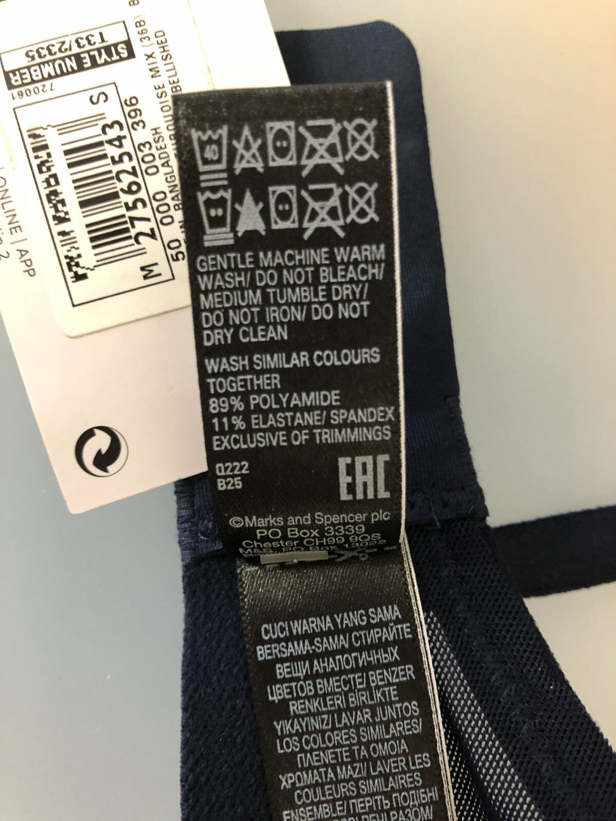 M&amp;S Navy Underwired 36B Bra Brand New With Tag