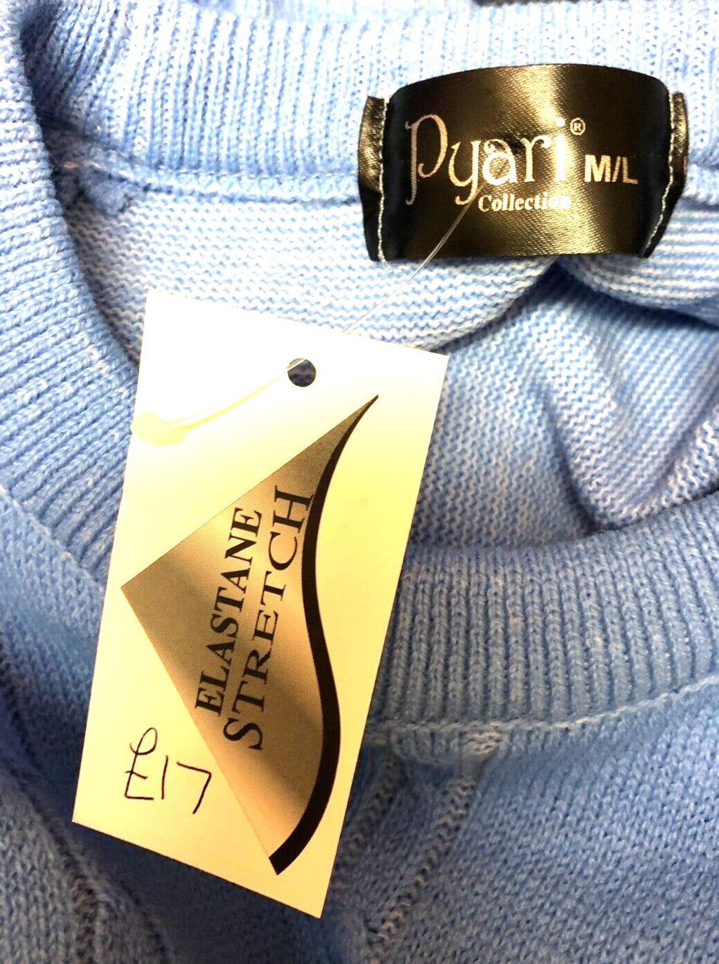 Womens Top M/L Blue Short Sleeve Jumper Round Neck by Pyari BNWT