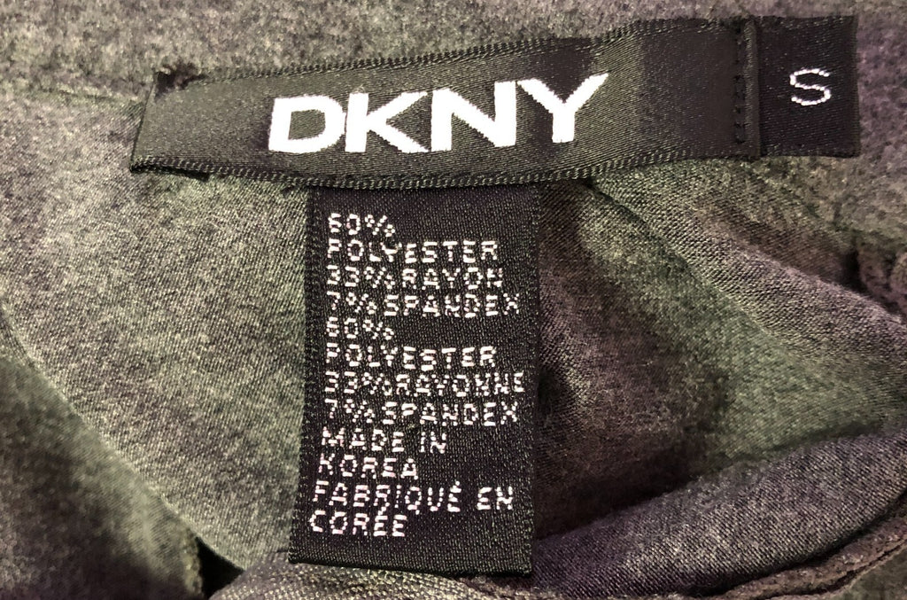 DKNY Midi Dress UK- Small Grey Zipped V-Neck Collar Pre-Owned