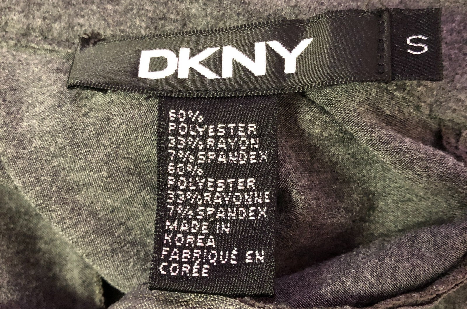 DKNY Midi Dress UK- Small Grey Zipped V-Neck Collar Pre-Owned