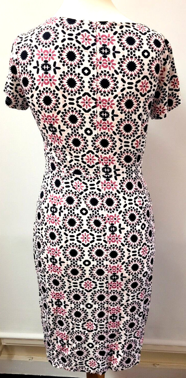 Laura Ashley Summer Dress UK10 Multicoloured V-Neck Short Sleeve Pre-Owned