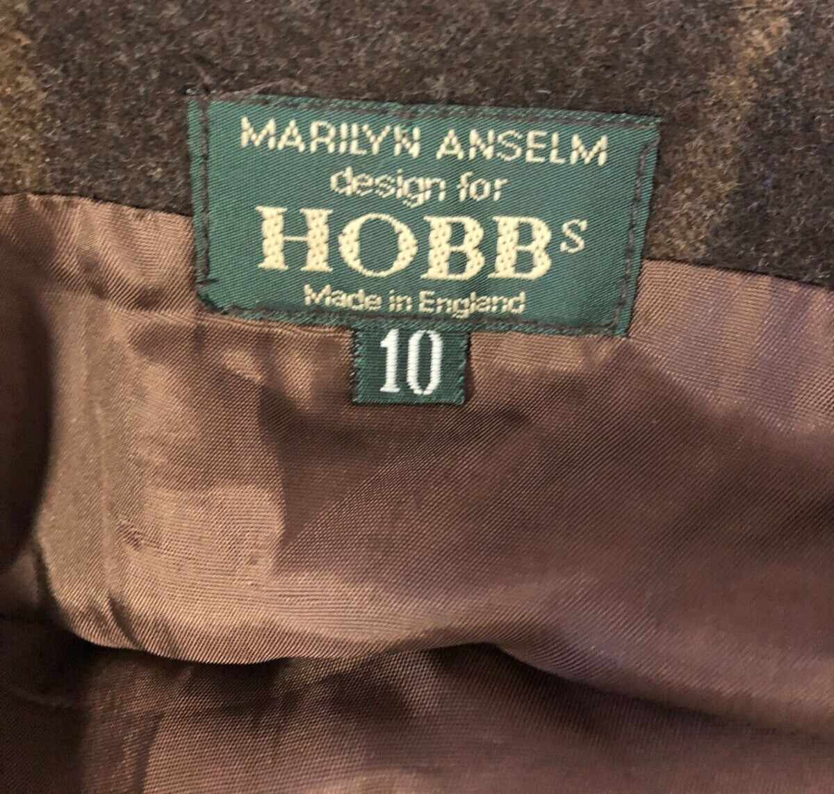 Hobbs Skirt UK10 Brown Check Knee Length Wool Mix by Marilyn Anselm  Pre-Owned