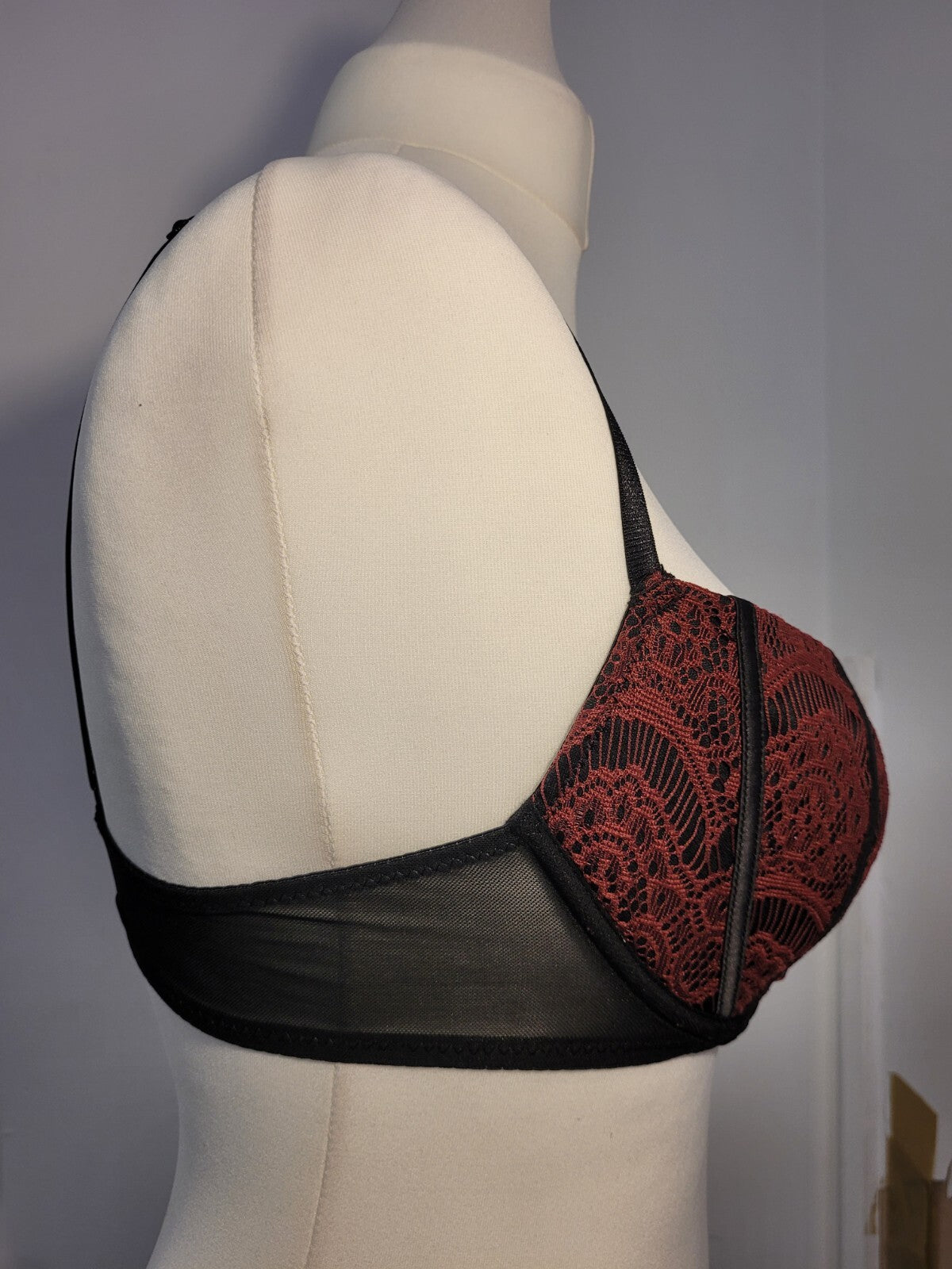 Bra 34C Burgundy/Black Padded Plunge Kylee GK456 by Ann Summers New with Tags