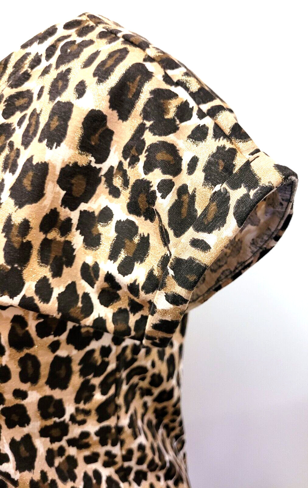Next Tunic Top UK6 Brown Mix Leopard Print Round Neck Cap Sleeve Pre-Owned