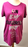 T-Shirt Medium Fuchsia Pink Gin Is My Favourite Drink Wording by George BNWT