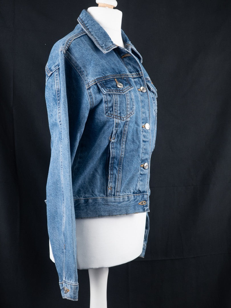 Womens Denim Jacket UK8 Blue Long Sleeve Button Through by Denim &amp; Co