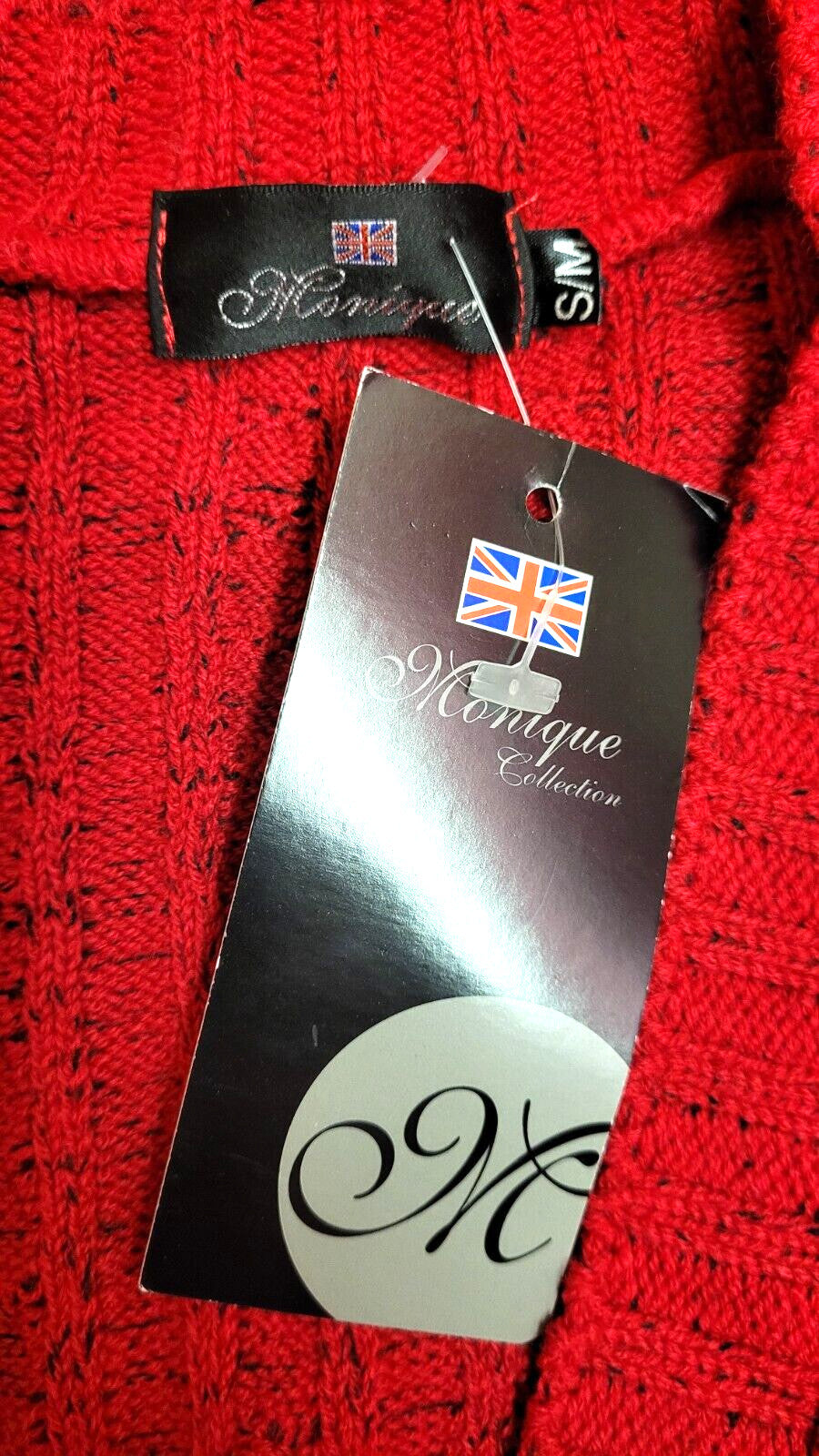 Womens Sleeveless Cardigan S/M Red Button Through V-Neck by Monique BNWT