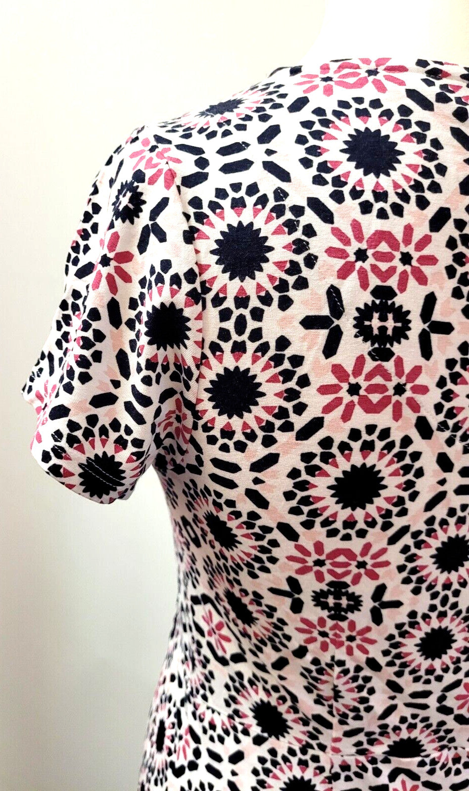 Laura Ashley Summer Dress UK10 Multicoloured V-Neck Short Sleeve Pre-Owned