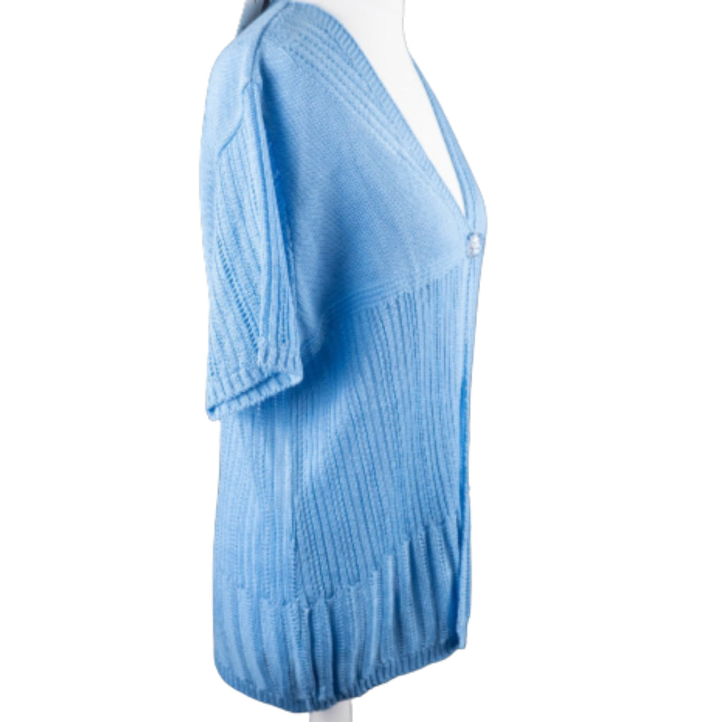 Monique Blue Womens M-L Short Sleeved Knitted Cardigan BNWT