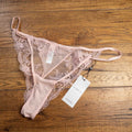 Bluebella pink lace briefs with floral embroidery and brand tag, size UK 20.
