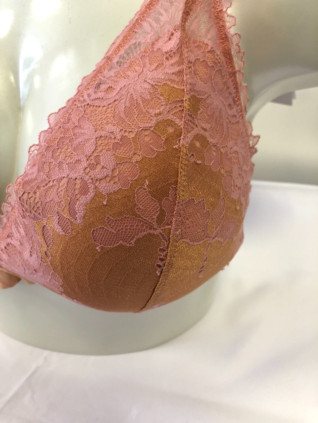 Bra &amp; Brief Set XL Burned Clay Balconette 97% Polyamide Non wired Padded  BNWT