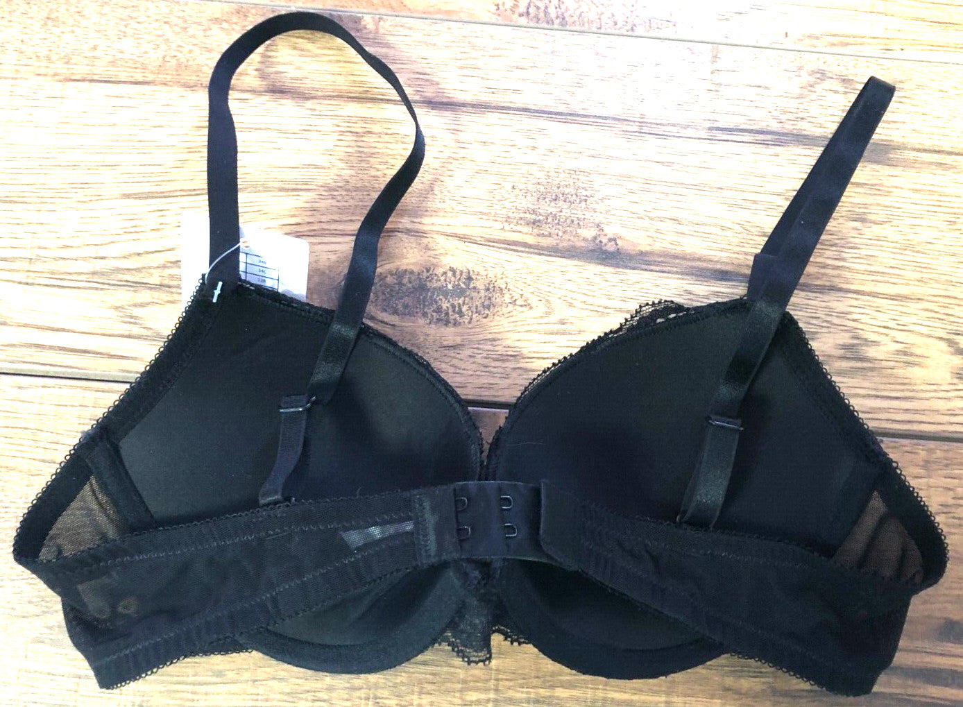 Ekouaer Bra 34C Black Plunge Underwired Padded New with Tags