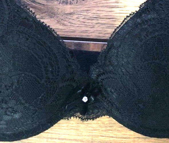 Ekouaer Bra 34C Black Plunge Underwired Padded New with Tags