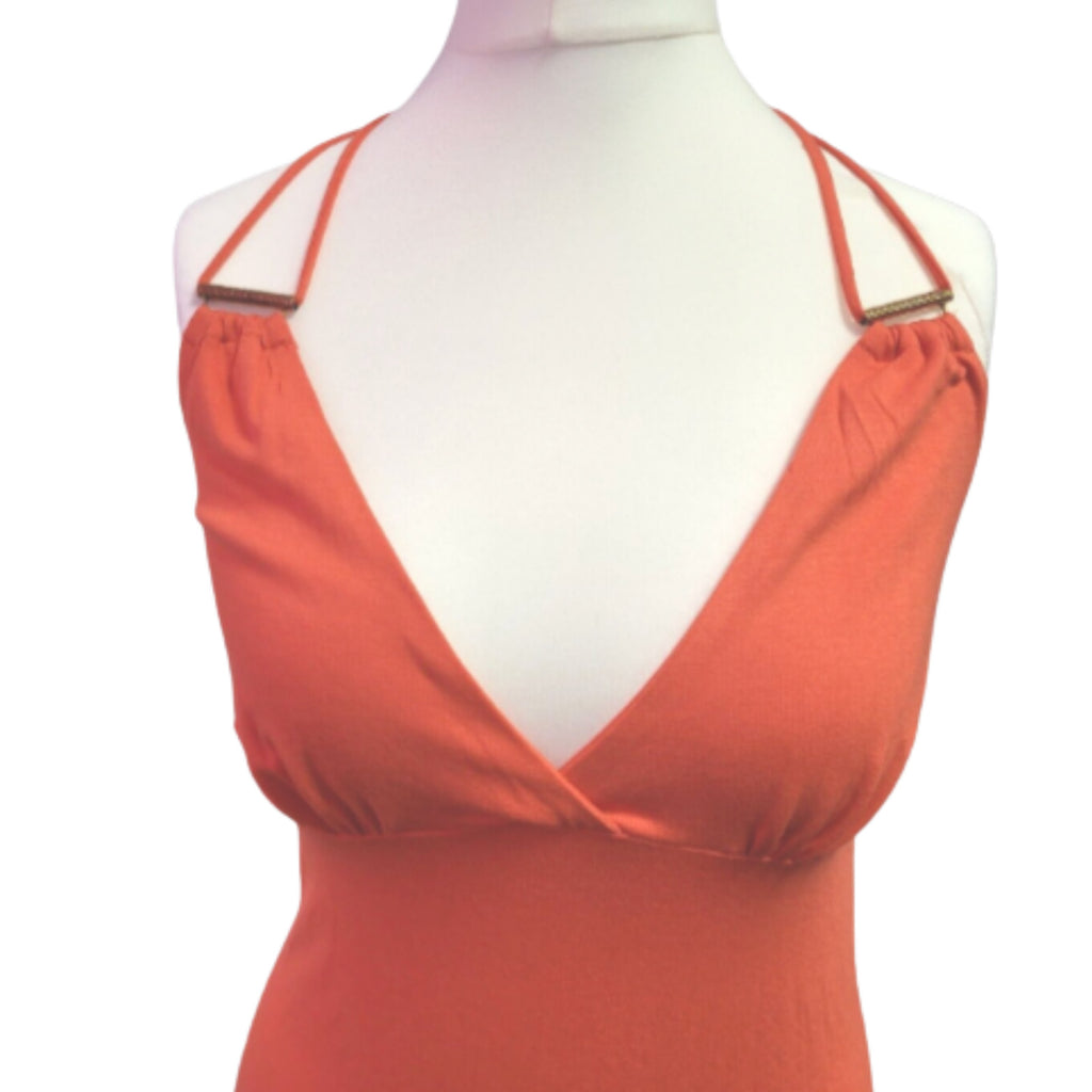 Bisbigli Red Long Halter Neck Dress Size 44 BNWT