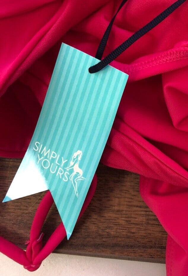 Simply Yours pink one-piece swimsuit padded plunge cut-out detail adjustable straps new with tags