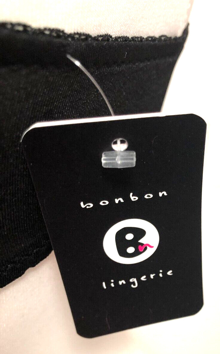 Bonbon Lingerie Bra 34B Black/Pink Plunge Underwired Padded New with Tags