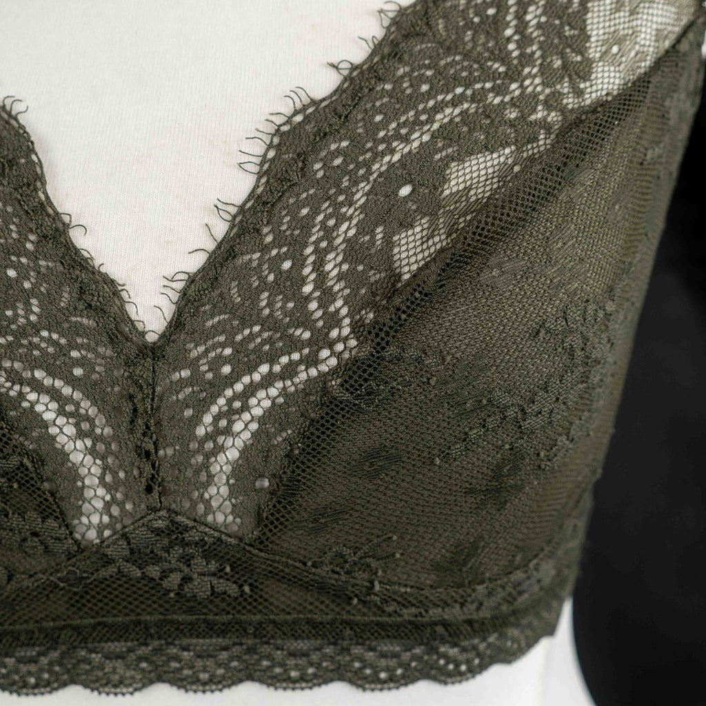 M&amp;S Size 10 Khaki Eyelash Lace Bralette New With Tag RRP £12